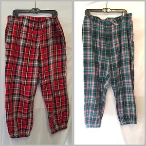 Women's Plaid Flannel Lounge Pants - Red & Green